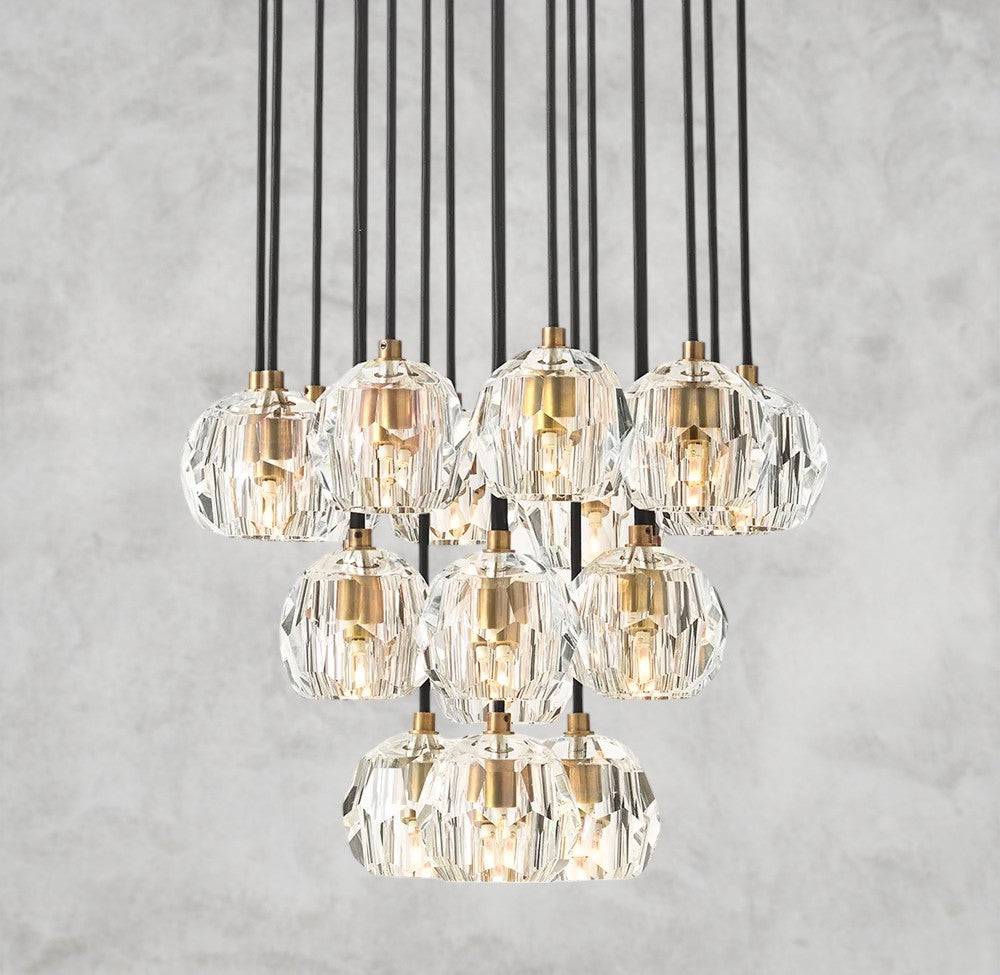 Boule De Cristal Clear/ Smoke Glass Round Cluster Chandelier 14", 19", 24", 30", 40"